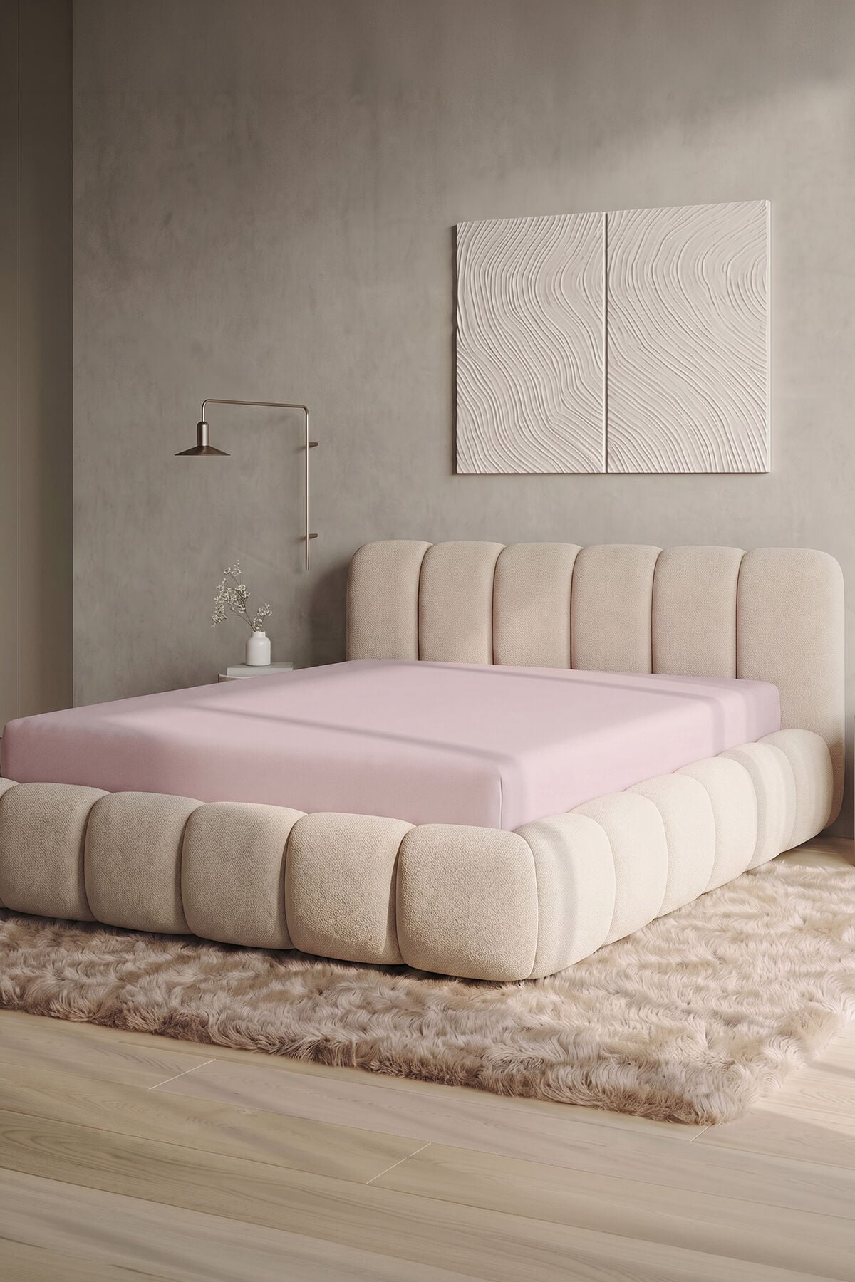 Maya Süprem Çift Kişilik Lastikli Çarşaf 160-180x200 cm %95 Pamuk %5 Elastan 190 GSM Açık Pembe