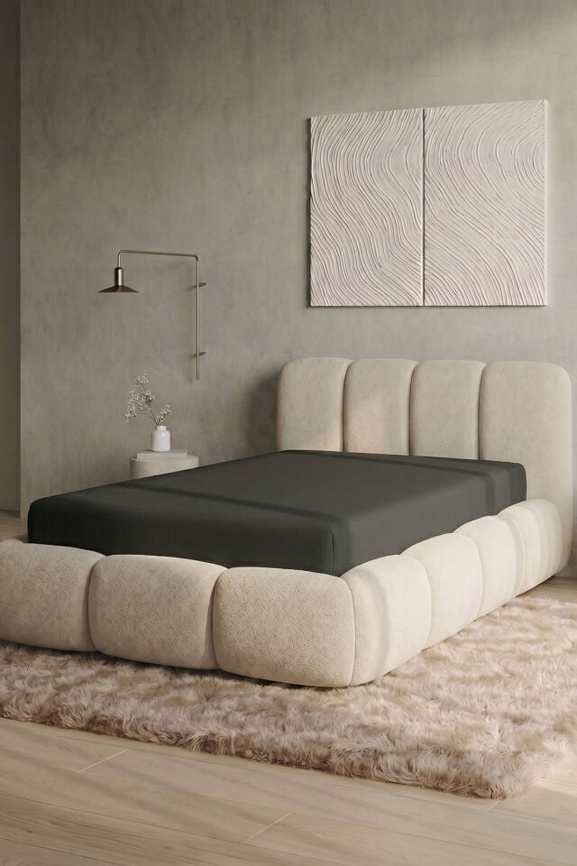 Maya Süprem Tek Kişilik Lastikli Çarşaf 120-140x200 cm %95 Pamuk%5 Elastan 190 GSM Antrasit