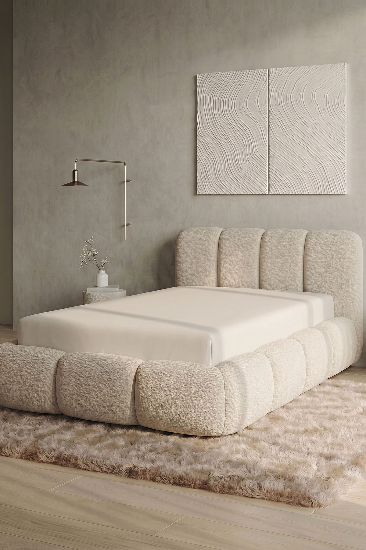 Maya Süprem Çift Kişilik Lastikli Çarşaf 160-180x200 cm %95 Pamuk %5 Elastan 190 GSM Bej