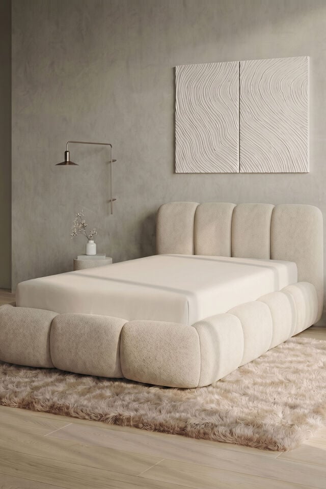 Maya Süprem Çift Kişilik Lastikli Çarşaf 160-180x200 cm %95 Pamuk %5 Elastan 190 GSM Bej