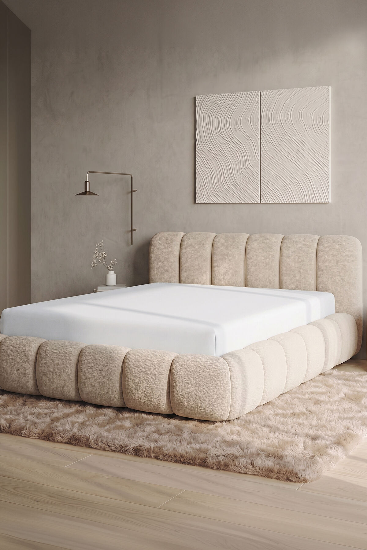 Maya Süprem Çift Kişilik Lastikli Çarşaf 160-180x200 cm %95 Pamuk %5 Elastan 190 GSM Beyaz