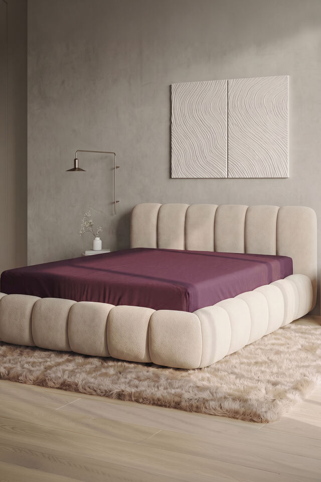 Maya Süprem Çift Kişilik Lastikli Çarşaf 160-180x200 cm %95 Pamuk %5 Elastan 190 GSM Bordo
