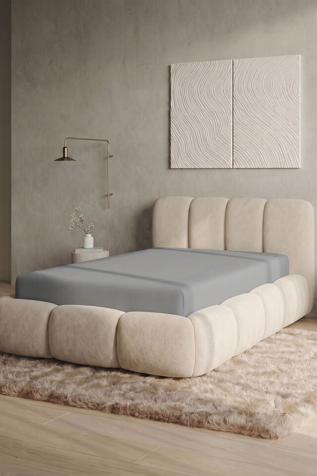 Maya Süprem Tek Kişilik Lastikli Çarşaf 120-140x200 cm %95 Pamuk%5 Elastan 190 GSM Gri