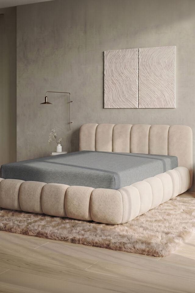 Maya Süprem Tek Kişilik Lastikli Çarşaf 90-100x200 cm %95 Pamuk%5 Elastan 190 GSM Gri Melanj