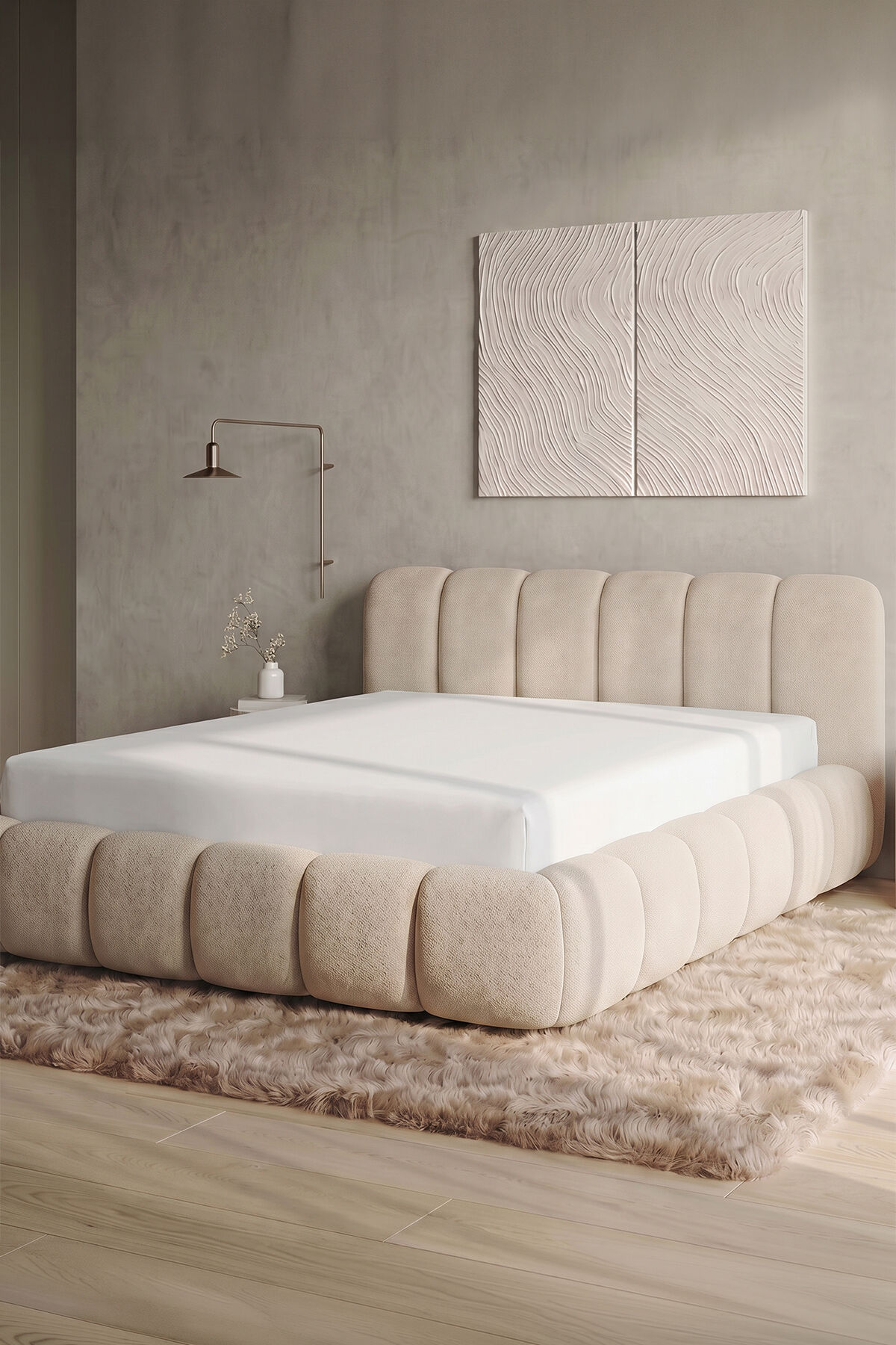 Maya Süprem Çift Kişilik Lastikli Çarşaf 160-180x200 cm %95 Pamuk %5 Elastan 190 GSM Gümüş Gri