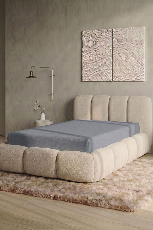 Maya Süprem Tek Kişilik Lastikli Çarşaf 90-100x200 cm %95 Pamuk%5 Elastan 190 GSM Koyu Gri Melanj