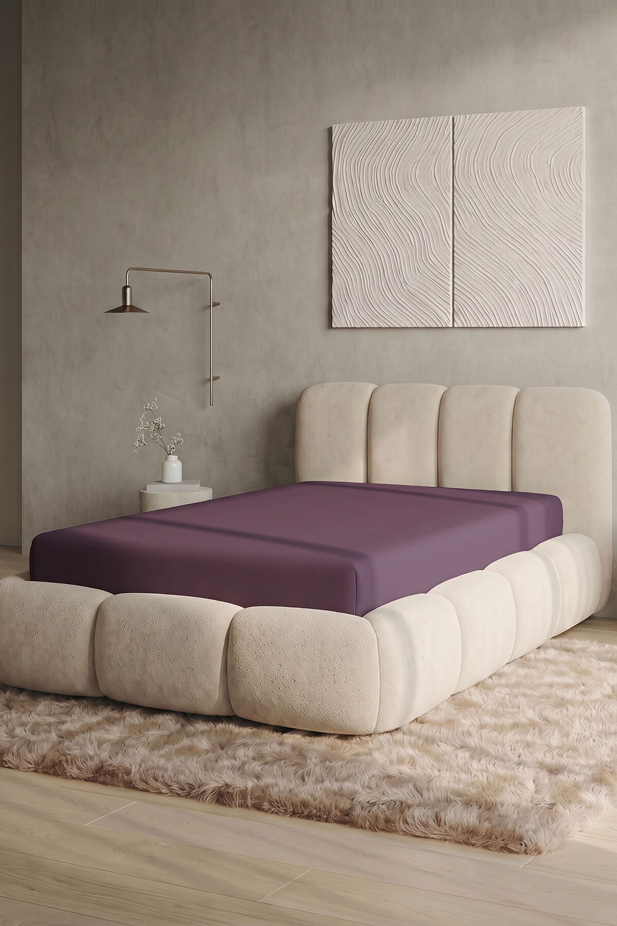 Maya Süprem Tek Kişilik Lastikli Çarşaf 120-140x200 cm %95 Pamuk%5 Elastan 190 GSM Koyu Lila