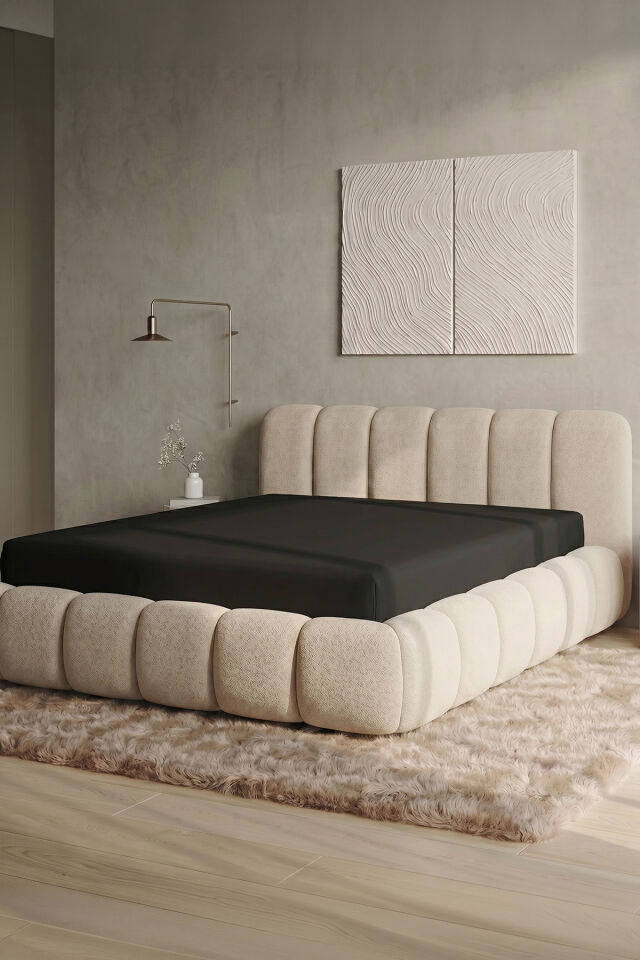 Maya Süprem Çift Kişilik Lastikli Çarşaf 160-180x200 cm %95 Pamuk %5 Elastan 190 GSM Siyah