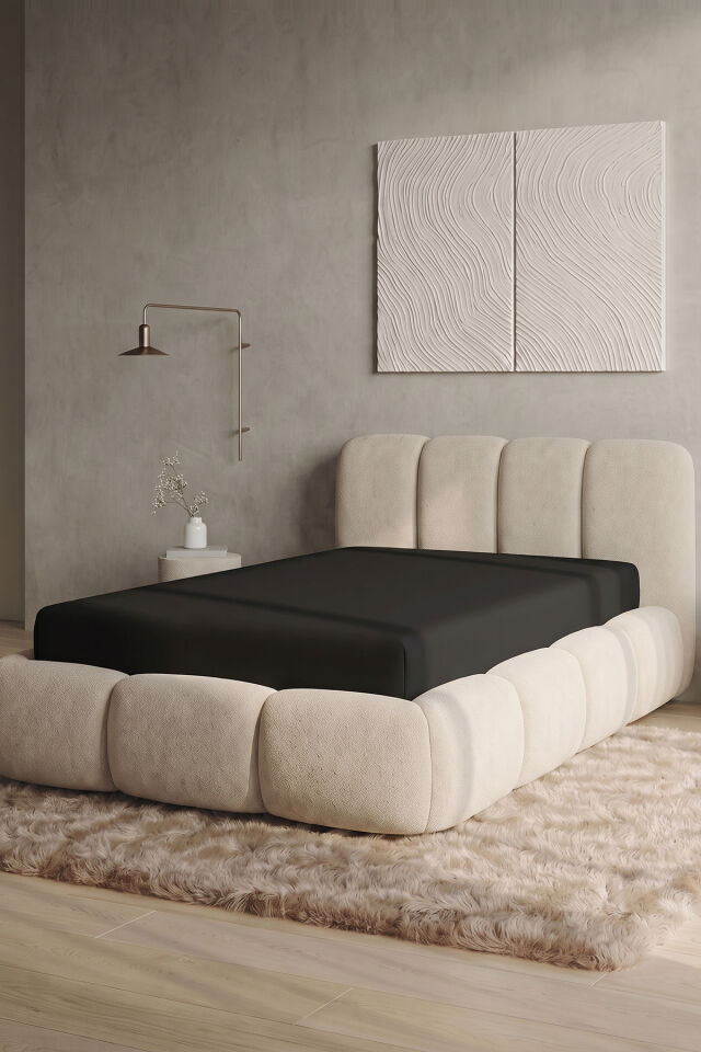Maya Süprem Tek Kişilik Lastikli Çarşaf 90-100x200 cm %95 Pamuk%5 Elastan 190 GSM Siyah