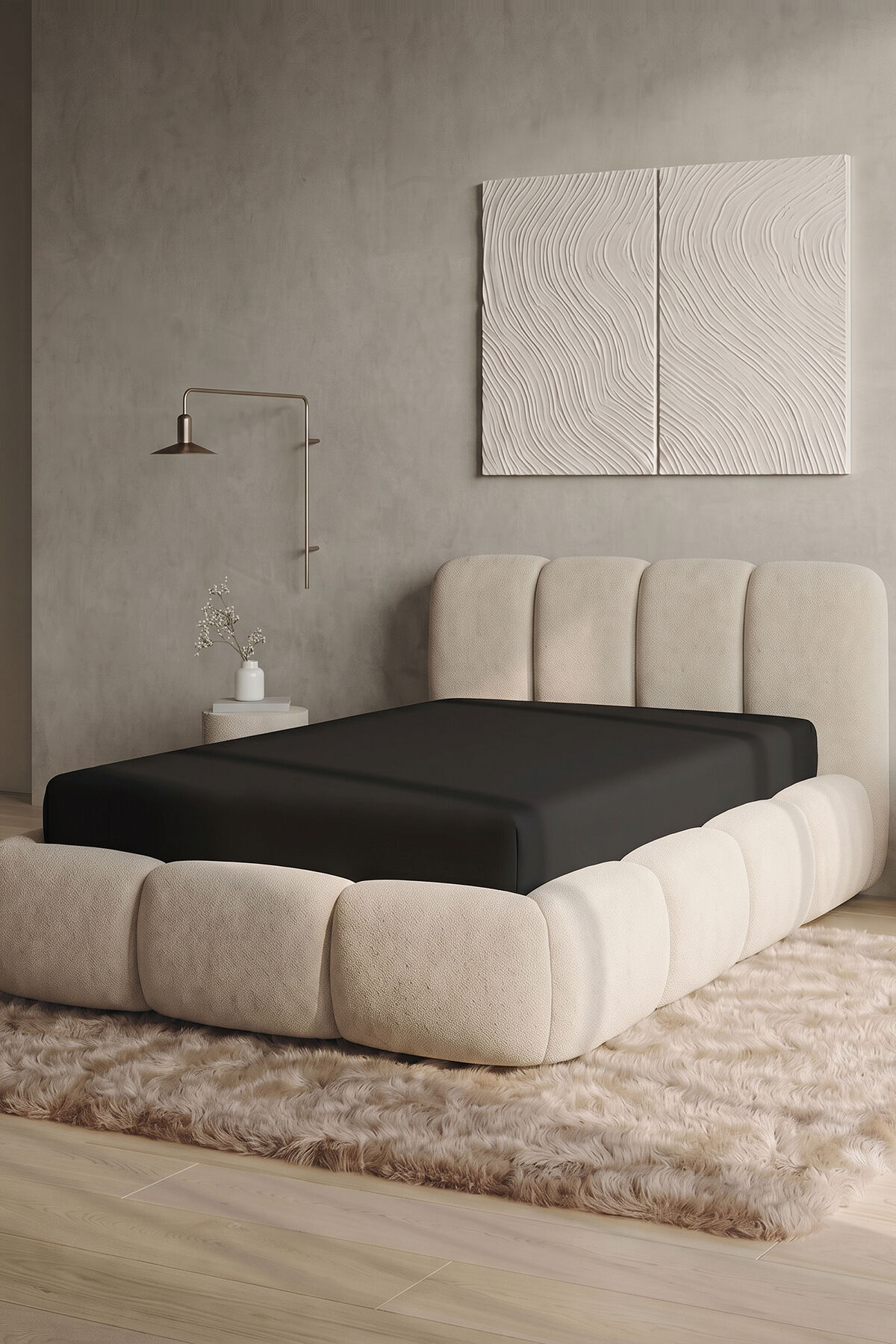 Maya Süprem Tek Kişilik Lastikli Çarşaf 90-100x200 cm %95 Pamuk%5 Elastan 190 GSM Siyah