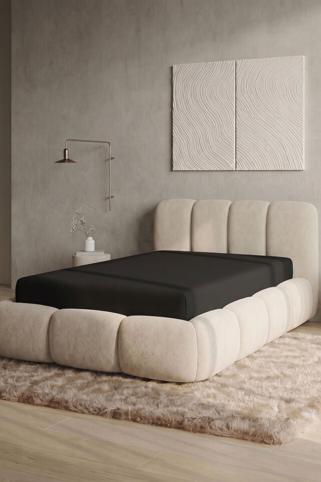 Maya Süprem Tek Kişilik Lastikli Çarşaf 90-100x200 cm %95 Pamuk%5 Elastan 190 GSM Siyah