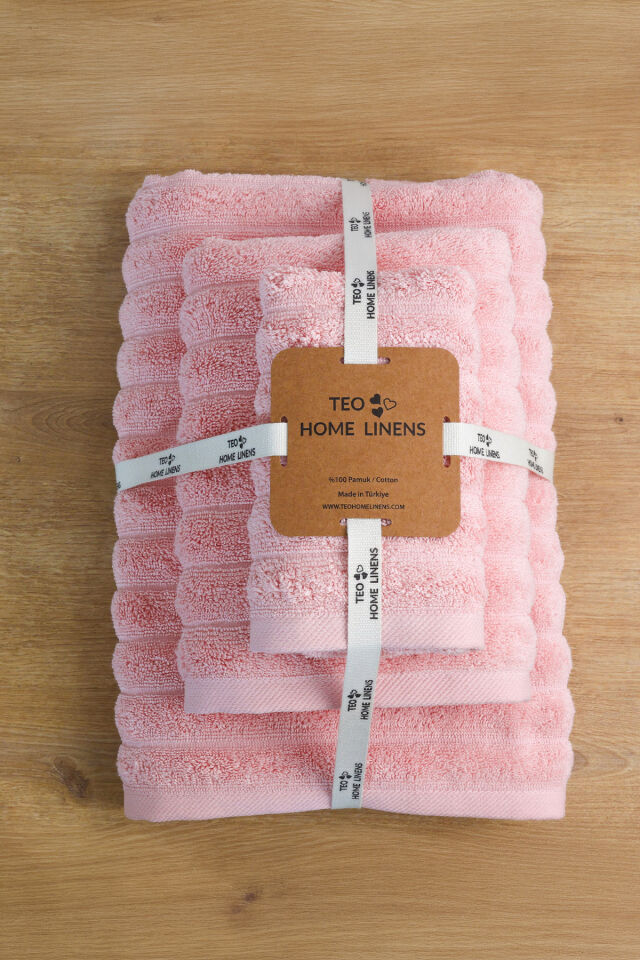Phaselis Banyo Havlu 2'li Set %100 Pamuk 70x140 cm 670 GSM AÇIK PEMBE