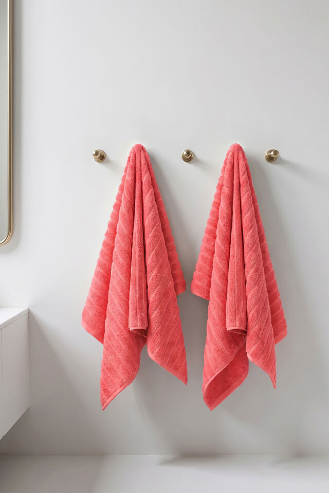 Phaselis Banyo Havlu 2'li Set %100 Pamuk 70x140 cm 670 GSM NAR ÇİÇEĞİ
