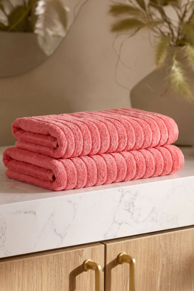 Phaselis Banyo Havlu 2'li Set %100 Pamuk 70x140 cm 670 GSM NAR ÇİÇEĞİ