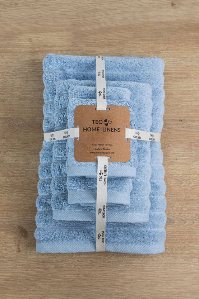 Phaselis Banyo Havlu 2'li Set %100 Pamuk 70x140 cm 670 GSM AÇIK MAVİ