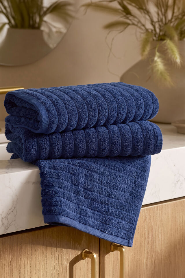 Phaselis Banyo Havlu 2'li Set %100 Pamuk 70x140 cm 670 GSM LACİVERT