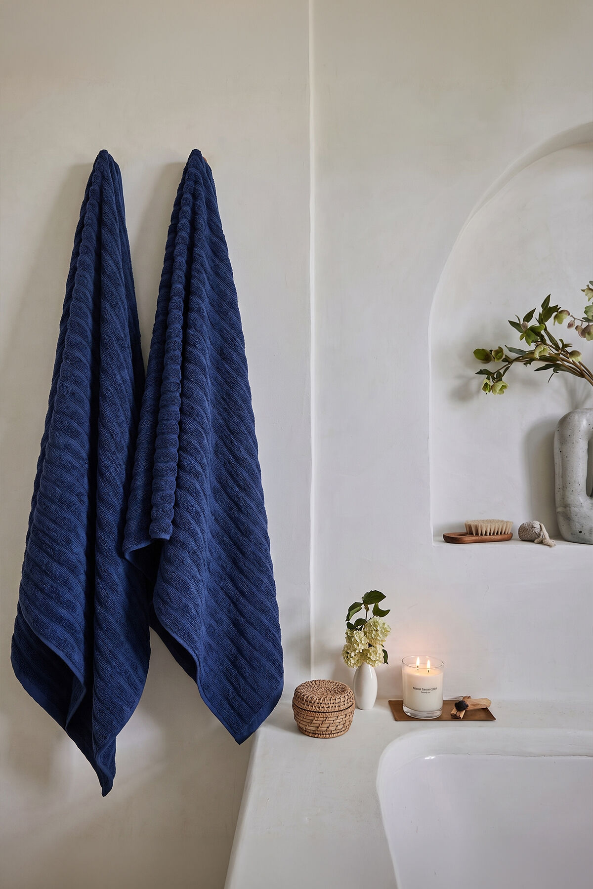 Phaselis Banyo Havlu 2'li Set %100 Pamuk 70x140 cm 670 GSM LACİVERT