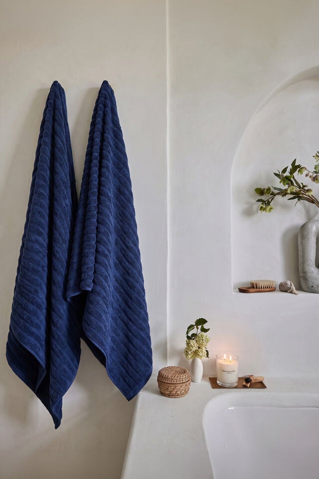 Phaselis Banyo Havlu 2'li Set %100 Pamuk 70x140 cm 670 GSM LACİVERT