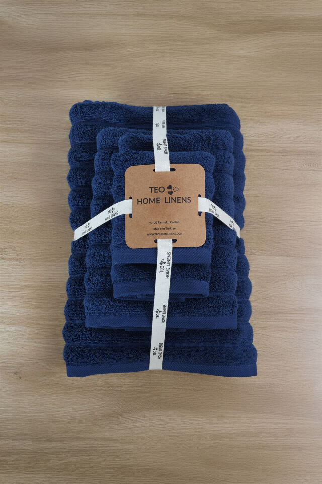 Phaselis Banyo Havlu 2'li Set %100 Pamuk 70x140 cm 670 GSM LACİVERT