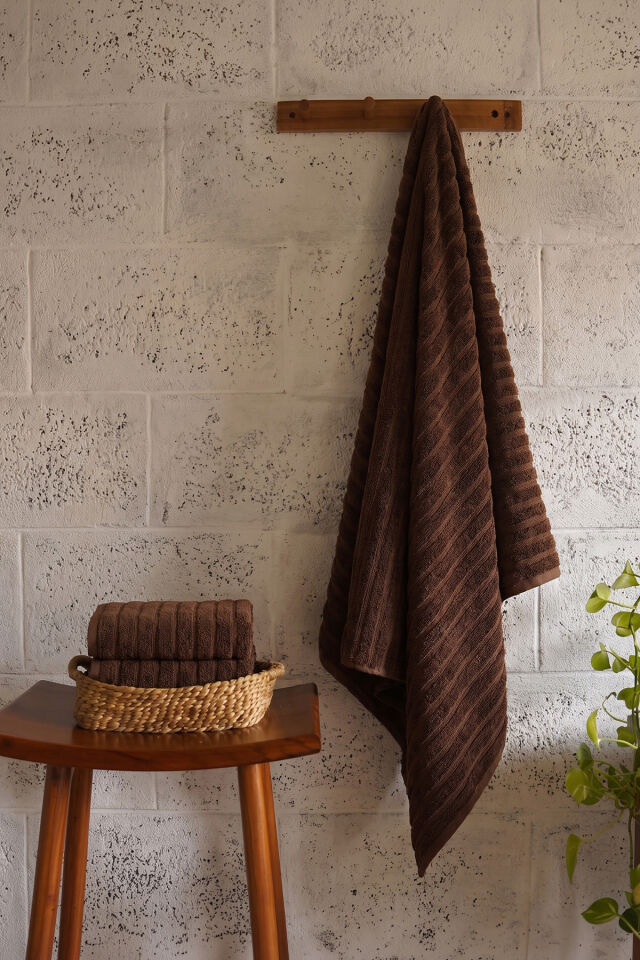 Phaselis Banyo Havlu 2'li Set %100 Pamuk 70x140 cm 670 GSM KAHVERENGİ