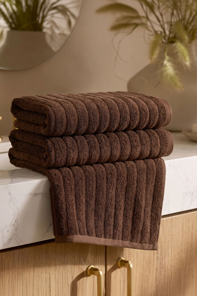 Phaselis Banyo Havlu 2'li Set %100 Pamuk 70x140 cm 670 GSM KAHVERENGİ