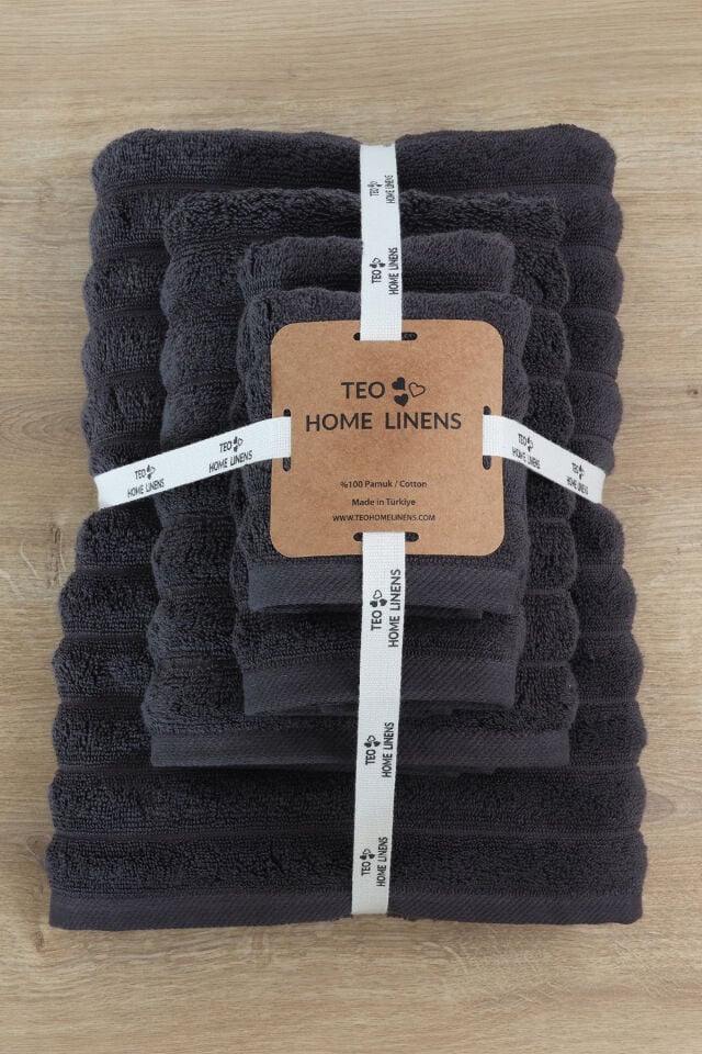 Phaselis Banyo Havlu 2'li Set %100 Pamuk 70x140 cm 670 GSM ANTRASİT