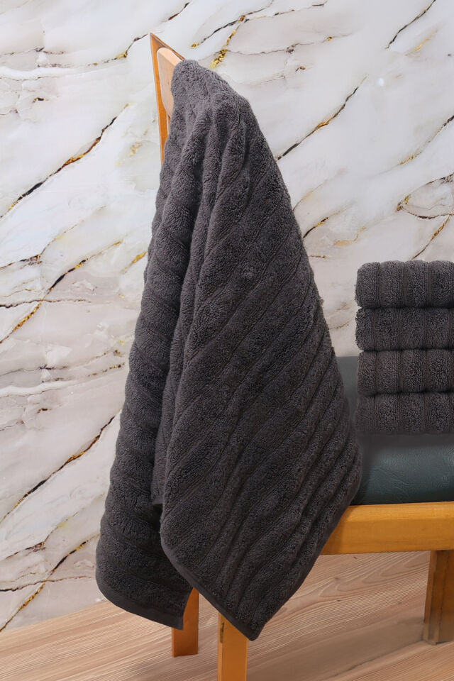 Phaselis Banyo Havlu 2'li Set %100 Pamuk 70x140 cm 670 GSM ANTRASİT