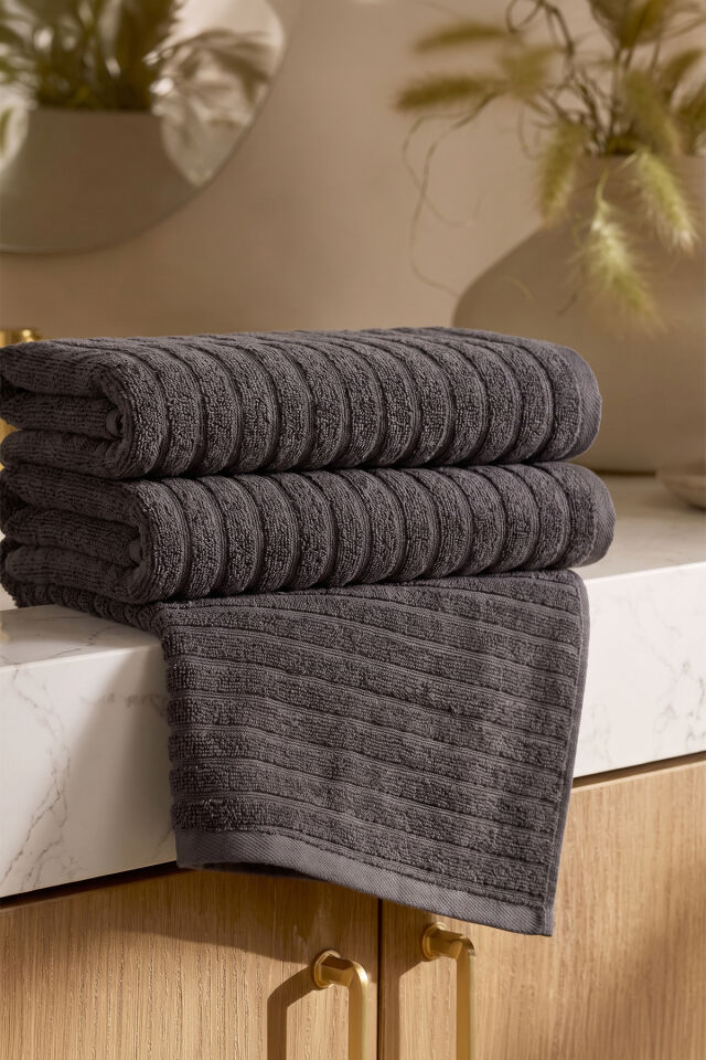 Phaselis Banyo Havlu 2'li Set %100 Pamuk 70x140 cm 670 GSM ANTRASİT
