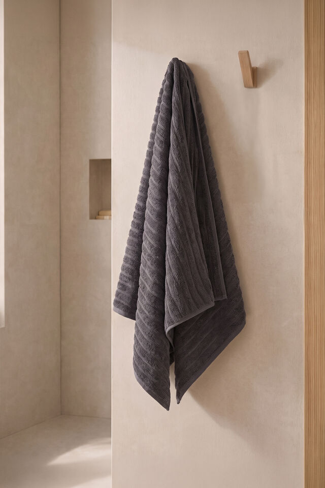 Phaselis Banyo Havlu 2'li Set %100 Pamuk 70x140 cm 670 GSM ANTRASİT