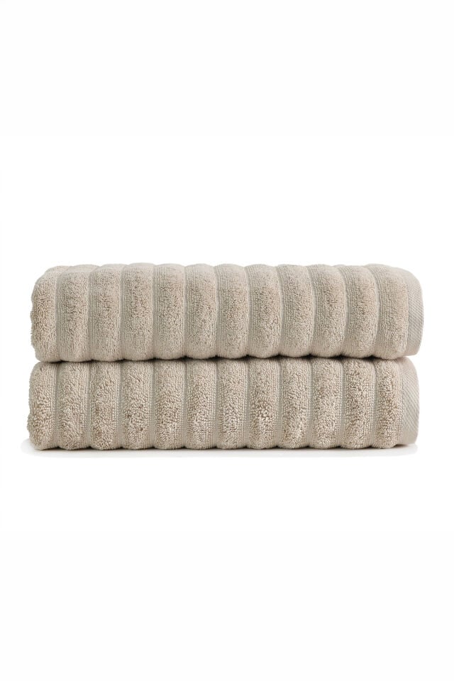Phaselis Banyo Havlu 2'li Set %100 Pamuk 70x140 cm 670 GSM Bej
