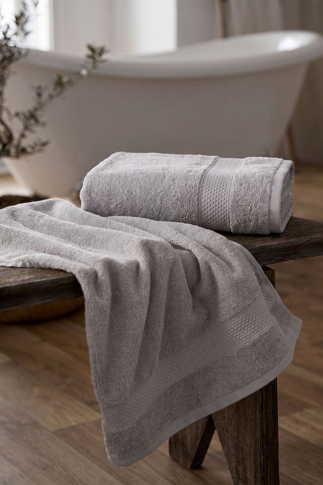 Assos Mutfak Havlusu El &Yüz Havlu Seti 2'li Set %100 Pamuk 30x50 cm Açık Gri
