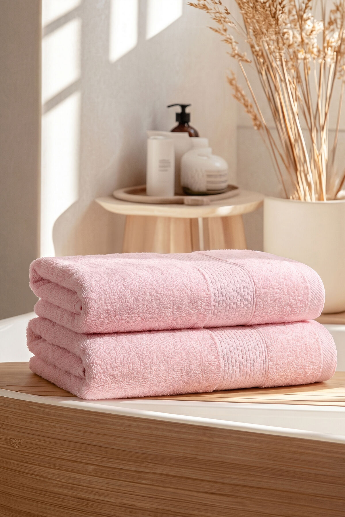 Assos El & Yüz Havlusu 2'li Set %100 Pamuk 50x90 cm Açık Pembe