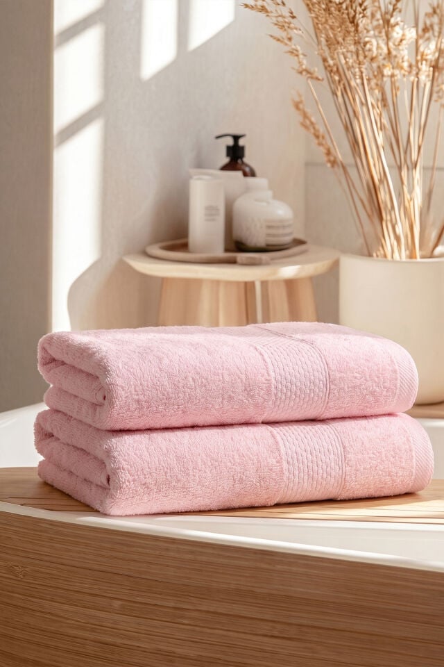 Assos El & Yüz Havlusu 2'li Set %100 Pamuk 50x90 cm Açık Pembe