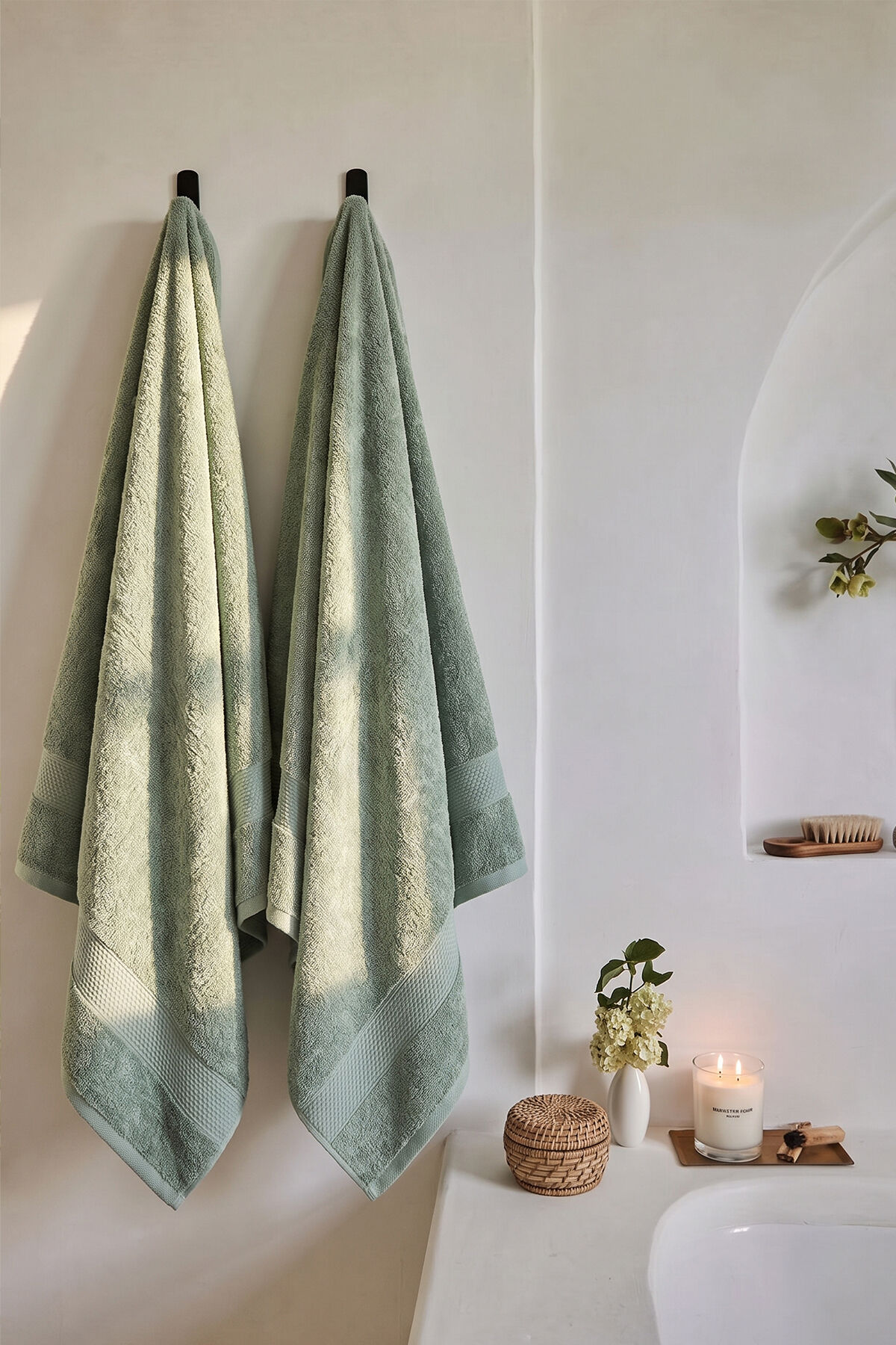 Assos Banyo Havlusu Seti 2'li Set %100 Pamuk 70x140 cm Yeşil