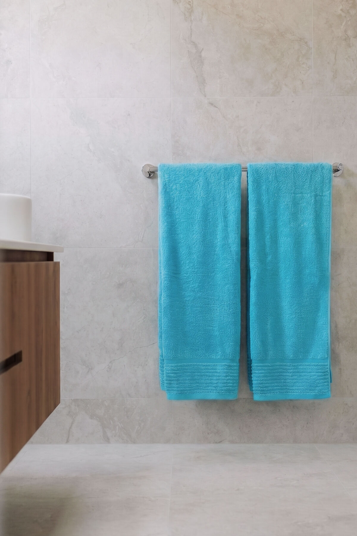 Ephesus Banyo Havlusu Seti 70x140 cm, 2'li Set Turkuaz