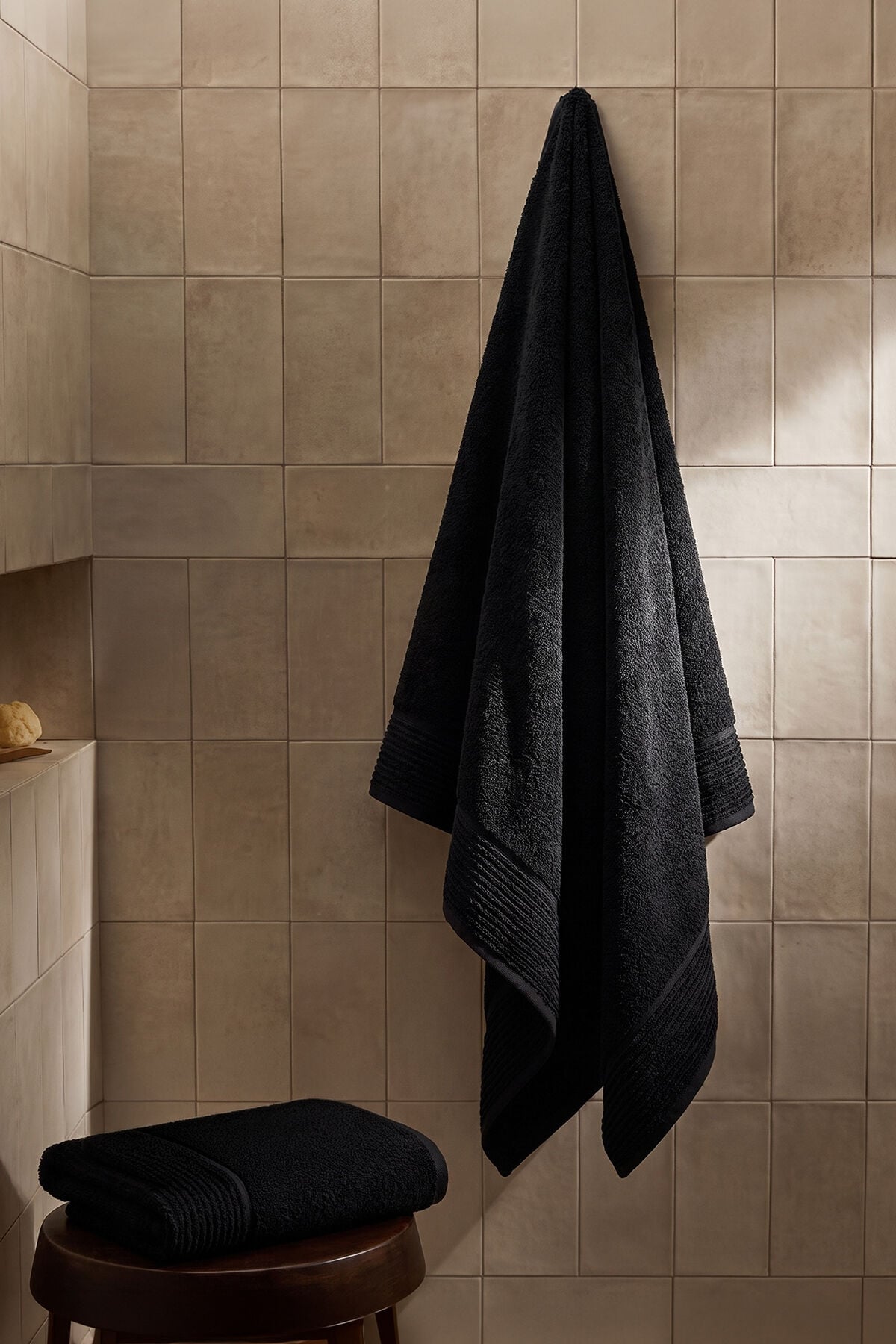 Ephesus Banyo Havlusu Seti 70x140 cm, 2'li Set Siyah
